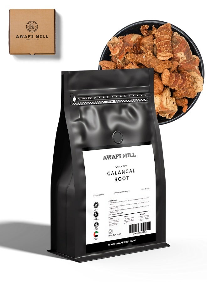 AWAFI MILL Galangal Root (Alpinia galanga/officinarum) – Dried Whole/Slices/Powder | Hot Citrus-Pine, Peppery Ginger-Like Aroma | For Curries, Pastes, Broths, Pickles and Teas - 500 g | 17.6 Oz - Image 1